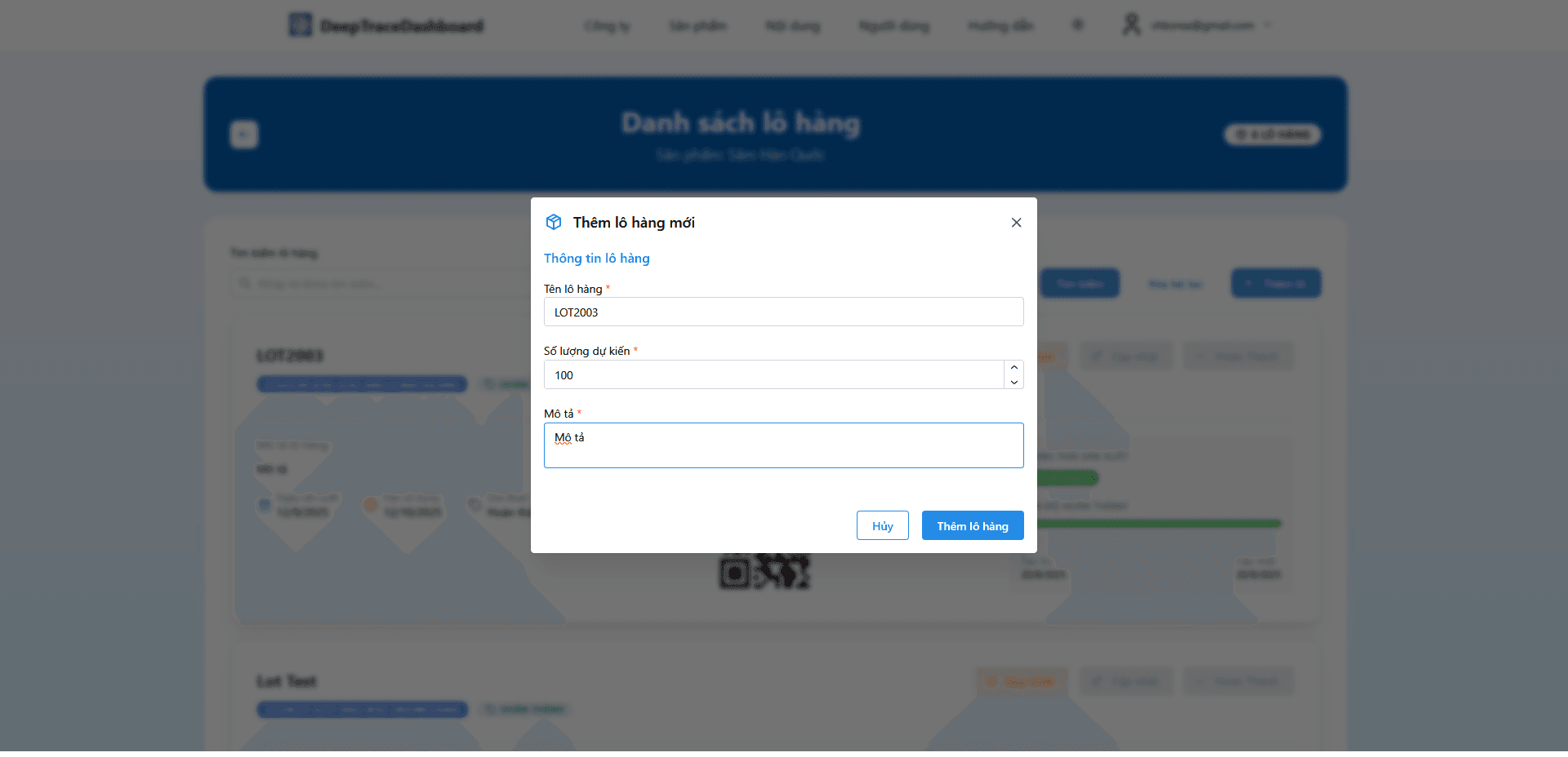 Hiển thị sản phẩm trên dashboard