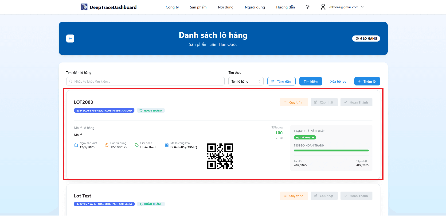 Hiển thị sản phẩm trên dashboard