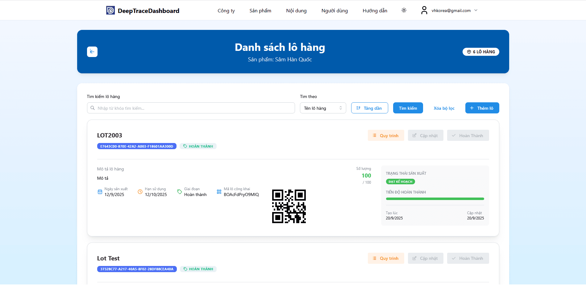 Hiển thị sản phẩm trên dashboard