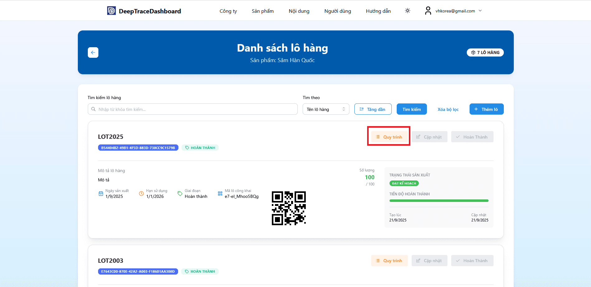 Hiển thị sản phẩm trên dashboard